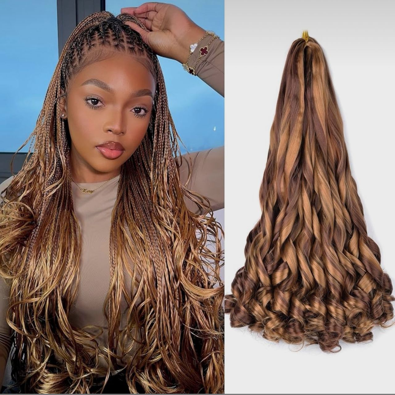 Large bohemian knotless braids