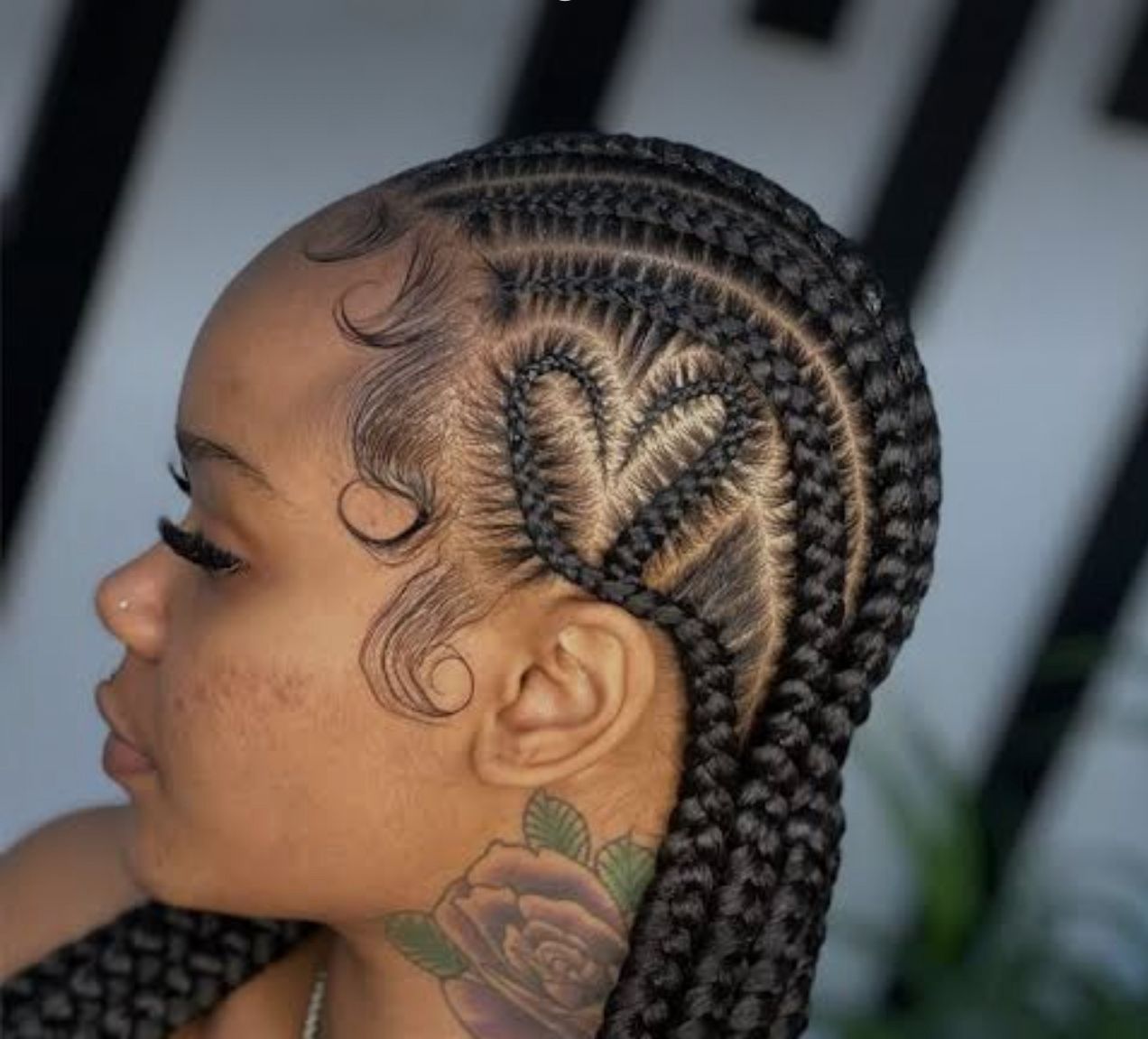 Feed-in Cornrows with Heart